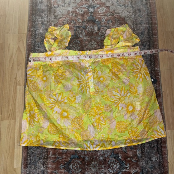 Modcloth NWT retro floral vibrant groovy lightweight ruffle tank top XL - Picture 5 of 8